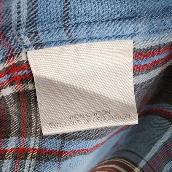 Mens Cremeux Classic Blue & Red Plaid Shirt Long Sleeve Button Down Size L - Picture 4 of 8